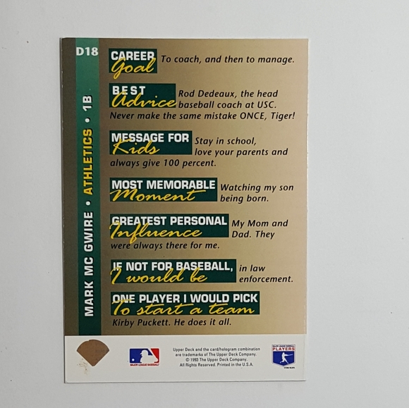 Upper Deck Mark McGwire - Picture 2 of 2